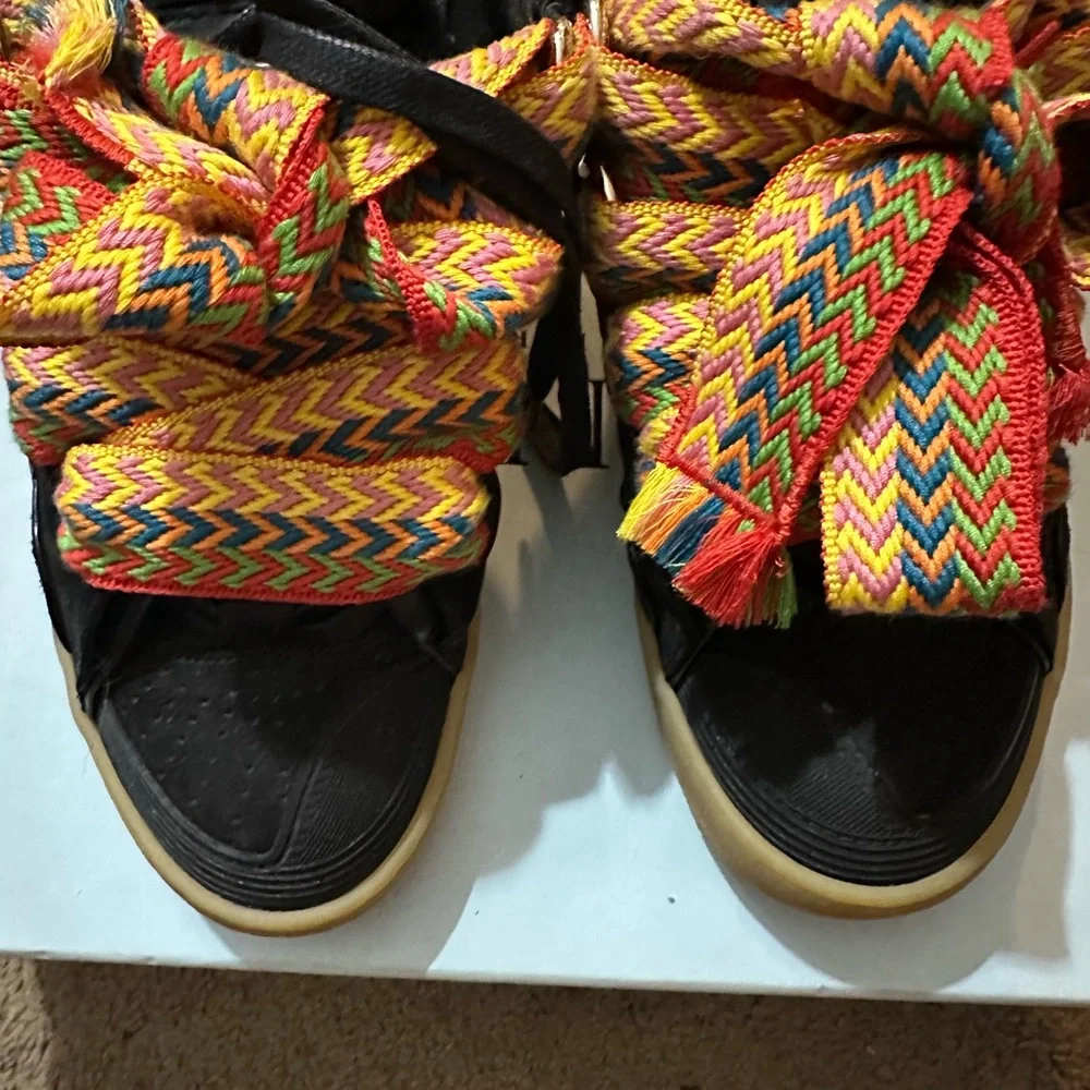Lanvin Black Curb Mule Sneakers with Multicolor Laces - Picture 5 of 9